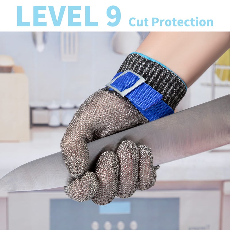 ARCLIBER Level 9 Cut Resistant Glove Stainless Steel Wire Metal Mesh Butcher Glove for Meat Cutting Oyster Shucking Chopping and Peeling - Image 2